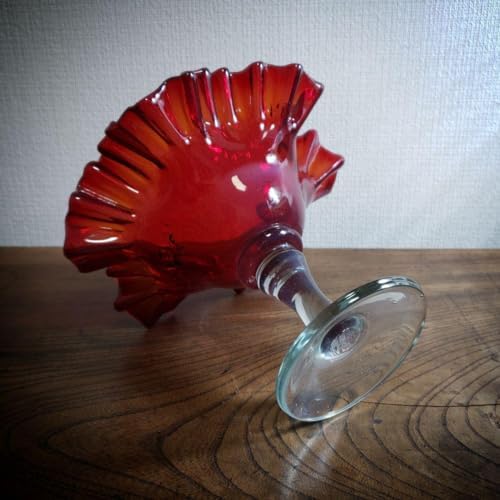 デザートグラス 氷コップ 色ガラス 輪花 ウランガラス 色絵付