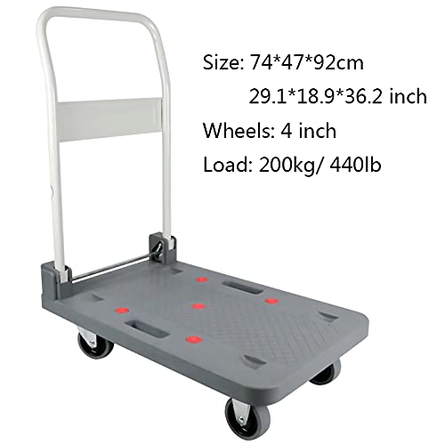 Carretilla pequeña con plataforma plegable de plástico y mango metálico miniatura 2