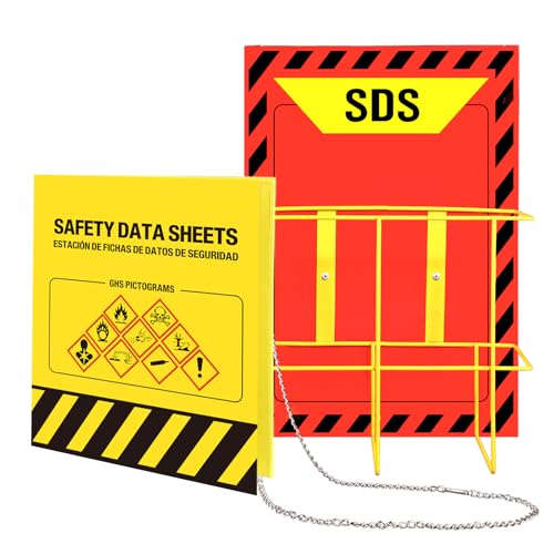 msds sds binder and wall station - yellow heavy duty 3 inch material safety data sheet 3 ring binder with sds wire rack and display sign chainmounting hardwaresafety postersmsds labels