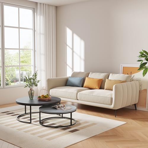 Round Nesting Coffee Table Set of 2, Modern Minimalist Accent