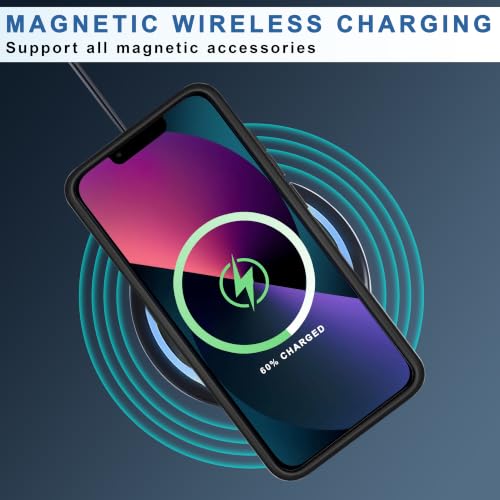 Image of CEDO Magnetic Cover for iPhone 13 / iPhone 14 | Compatible with MagSafe Wireless Charging | Matte Black Case Designed with Magnetic Lock Shockproof Edge Protection Backcover (Translucent Black)