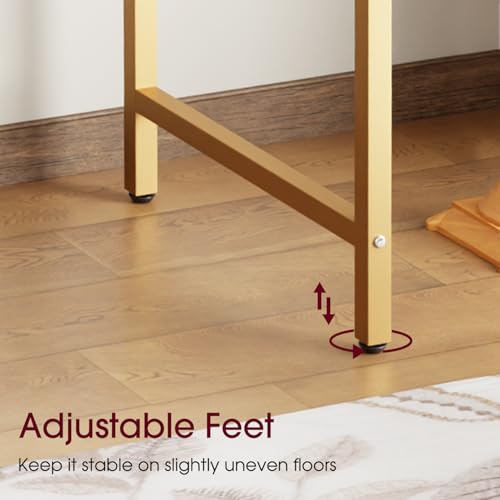 Image of BestOffice Computer Desk,Home Office Desk, Modern Simple Style for Home Office Study Writing (Gold, 32 Inch)