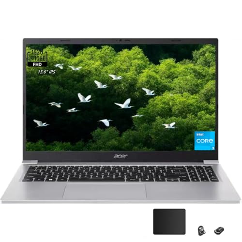 Image of acer Aspire Lite 15 Laptop, 15.6 inch FHD(1920 x 1080) IPS Display, Intel 3 Series 1-N350, 8-core, Intel Graphics, 8GB Onboard, 256GB PCIe SSD, Windows 11 Home in S Mode, Light Silver, TWE Accessories