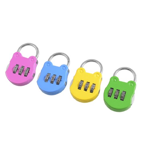 Image of Aexit Resettable 3 Padlocks & Hasps Digits Colorful Metal Combination Password Padlock Lock Combination Padlocks 4 Pcs