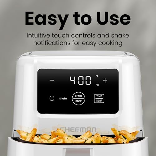 Image of CHEFMAN 2 Qt Mini Air Fryer - Digital Space-Saving Compact Air Fryer with Nonstick and Dishwasher Safe Basket, Quick & Easy Meals in Minutes, Features Digital Timer and Shake Reminder - White