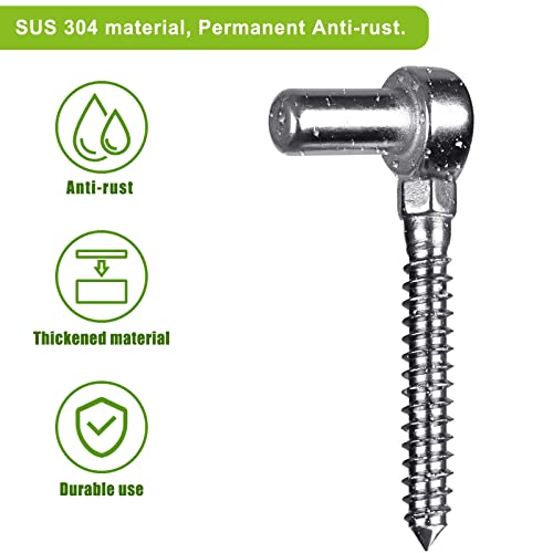 Insaga One-Piece Molding Chain Link Lag Screw Hinge, 304 Stainless Steel Post Side Wood Bolt Hinges For Wooden Gate Or Post, Screw In Pin Hinge 5/8'' Lag Bolt Hinge (Set Of 2) #TOP2