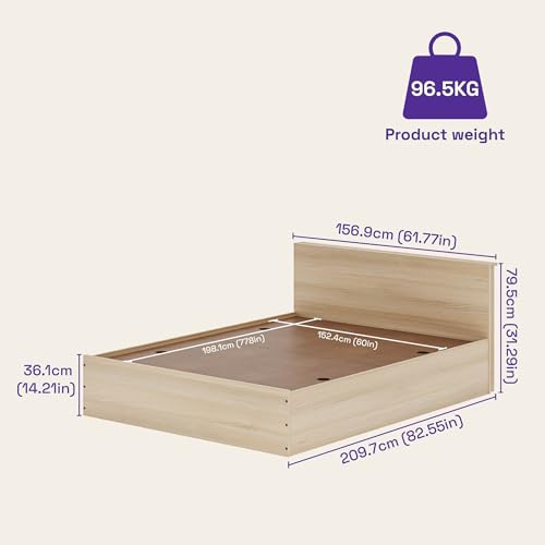 Image of Wakefit Bed | 1 Yr Warranty | Bed Queen Size, Comes with Storage Box, Noise-Free, Density: 680-750 kg /m, Termite & Borer Resistant, Fits Mattresses Up to 8 Inches (Taurus 78 x 72 - Mouldou Acacia)