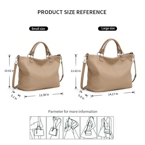 Image of Kattee Women's Soft Genuine Leather Tote Bag, Top Satchel Purses and Handbags