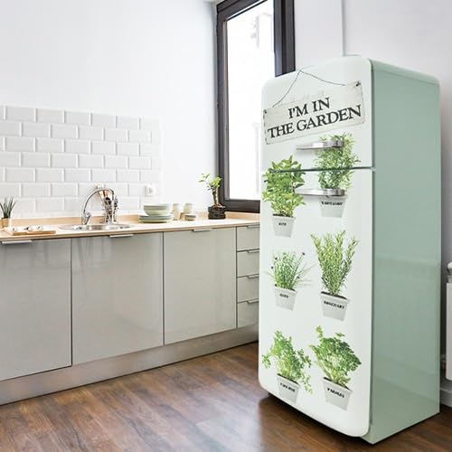 Sticker mural réfrigérateur, motif jardin fleuri, bord de l'eau, paradis, 59,5 cm X 180 cm
