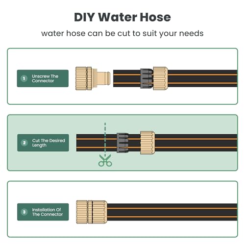 Giraffe Hybrid Garden Hose 5/8" x 100ft, Custom Length, NO Kink, Flexible, Leakproof Hose with Male to Female Fittings, 600 Burst PSI