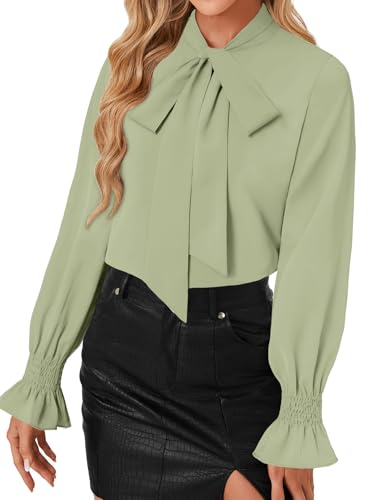 Image of LYANER Women's Bow Tie Neck Business Work Blouse