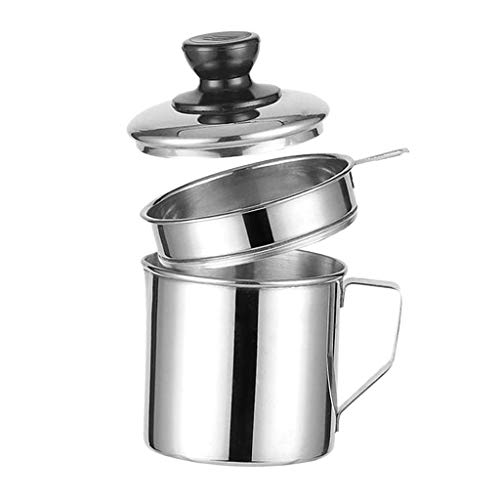 Recipiente de gordura Baoblaze Bacon, recipiente de armazenamento de óleo inoxidável, coador de malh