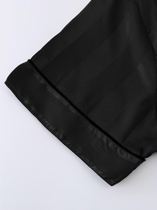 Betusline Men's Satin Sleepwear 3-piece Set Classic Button Short Sleeved Pj Set S-XXL4