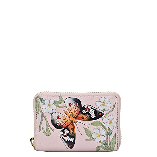 Image of Anuschka Women's Hand-Painted Genuine Leather Accordion Style Credit and Business Card Holder - Butterfly Melody
