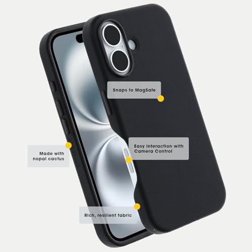 Image of OtterBox iPhone 16 Plus Symmetry Series Cactus Leather for MagSafe - Noir Ash Black