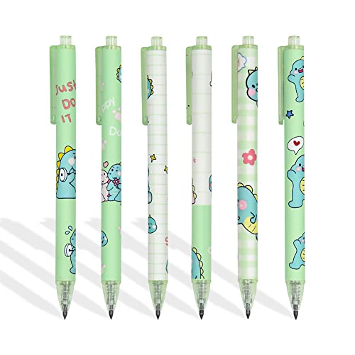 6 Pieces Cute Dinosaur Mechanical Pencil, Infinity Reusable Pencil, Eternal Inkless Magic Pencil, Green Dinosaur Press Automatic Mechanical Pencils For Kids Students Office School Supplies, 0.5 Mm #TOP8