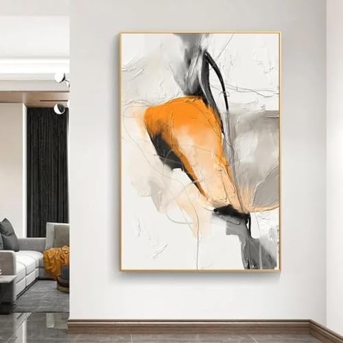 Images d'art mural pour salon moderne grand format affiche orange abstraite toile encadrée