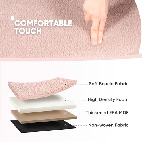Image of B FSOBEIIALEO Ottoman with Storage for Living Room, Sherpa Folding Storage Ottoman Foot Rest, 30 Inches Collapsible Bedroom Bench Pink