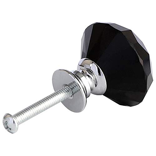 Anjuu 12 Pcs 30Mm Diamond Shape Crystal Glass Cabinet Knobs With Screws Drawer Knob Pull Handle Used For Kitchen, Dresser, Door, Cupboard (Black) #TOP2