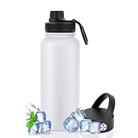 TITIROBA Borraccia termica a prova di perdite, in acciaio inox, 24 ore, freddo e 12 ore, per sport all'aria aperta, scuola, verde oliva