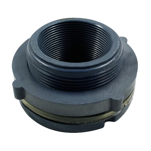 Image of 1pc 2 Inch NPT2 PVC Bulkhead Fitting | Plastic Water Tank Connector, Threaded Thru-Bulk Pipe Fittings, For Rain Barrels, Aquariums, Ponds, Pools