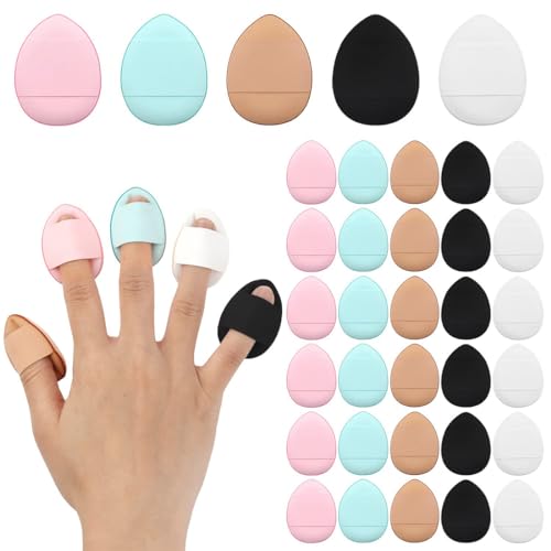 KSJEHW 35 Mini Esponja Dedo Maquillaje, Soplos de Polvo Aplicadores Maquillaje Makeup Sponge Herramientas de Maquillaje para Base, Debajo de los Ojos, Crema, Corrector, Sombra de Ojos