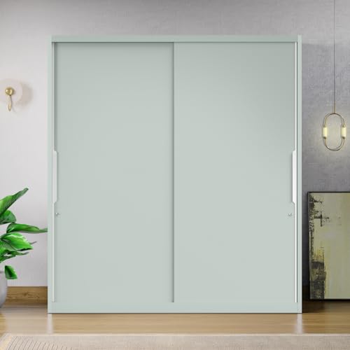 Image of Interio by Godrej Slide N Store XL 2-Door Steel Wardrobe | Matte Sky Gray, 1-Year Warranty, 2 Drawers