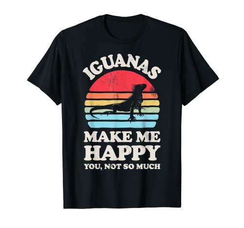 Iguanas Make Me Happy Iguana Lizard Reptile Lover Retro Men Camiseta