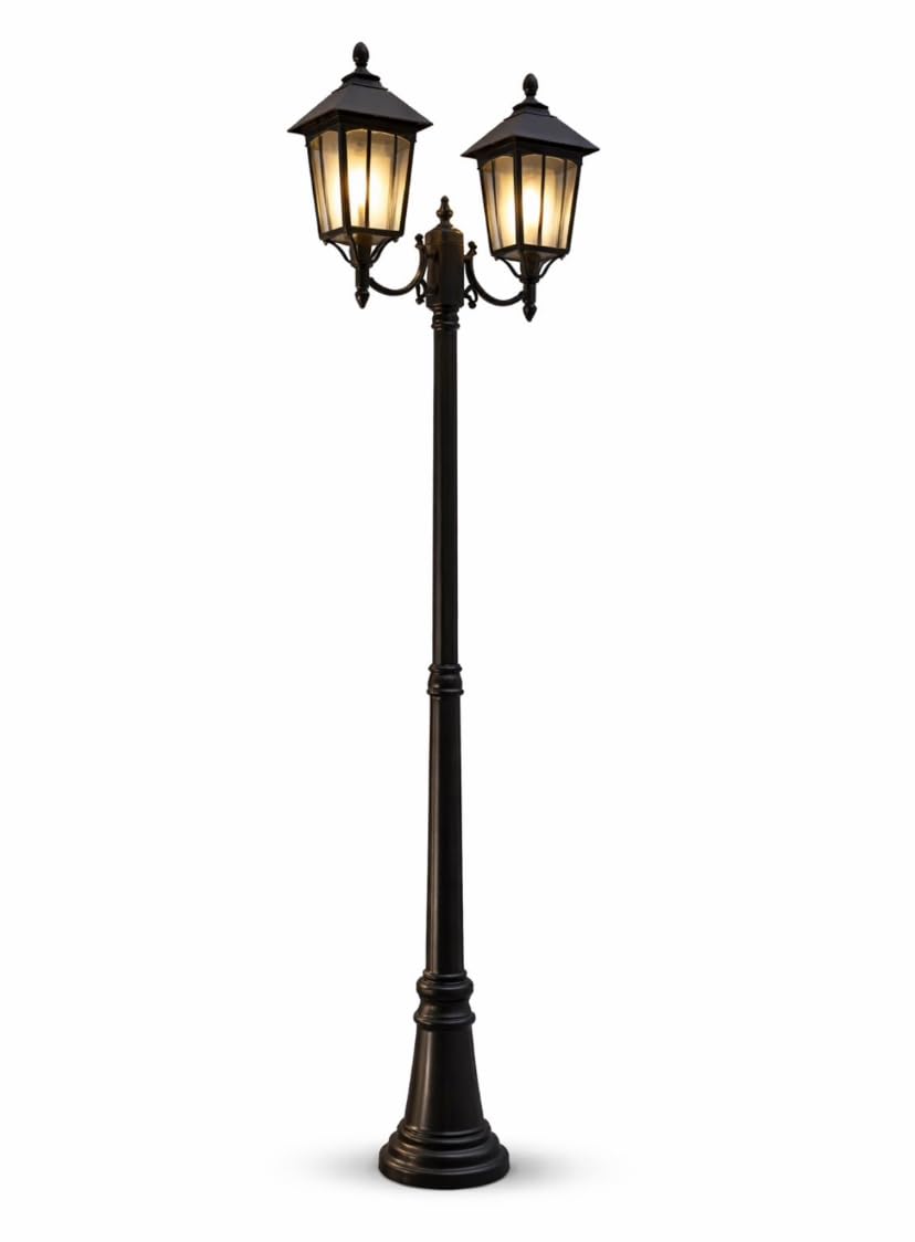 Outdoor 3 Light Garden Pole Lamp Post Waterproof | Antique Brass Exterior Street Light for Lawn, Pathway, Gate, Farmhouse & Villa Lighting-image-44