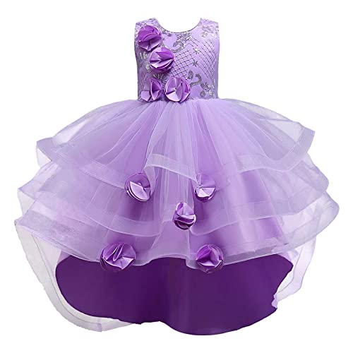 Pageant Wedding Dress for Girl Tulle Dresses Sequin Dress Toddler Round Neck Kids Dance Prom Gowns