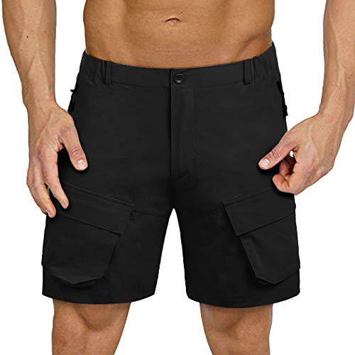COOFANDY Men's Stretch Cargo Shorts Quick Dry Work Out Shorts for Hiking Camping Travel Black