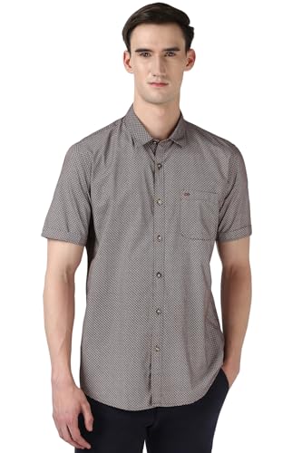 Image of Peter England Men Brown Slim Fit Print Shirt