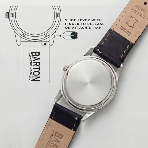 Image of BARTON WATCH BANDS - Top Grain Leather Watch Bands Compatible with Apple Watch Models - 1, 2, 3, 4, 5, 6, 7, 8, 9, 10, SE, Ultra & Ultra 2