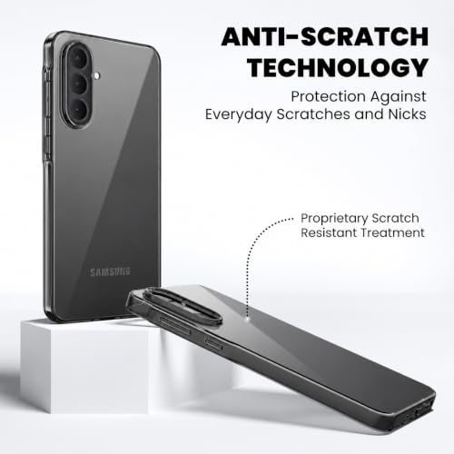 Image of VONZEE Compatible with Samsung Galaxy A37 5G Back Cover Case Clear,[ Anti Yellow ][Military Grade Protection] Hard PC Back Cover Transparent-Black