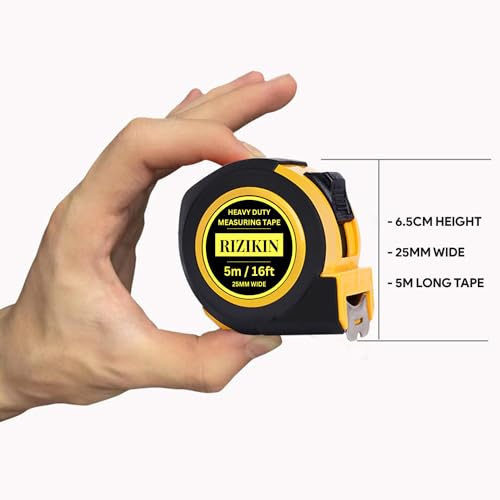 Rizikin Heavy Duty Tape Measure 5m 16ft - Stainless Steel Measuring Tape 5 metre - Retractable Measurement Tape - Imperial and Metric Tape Measure with Metal Belt Clip (5 Metre) 4 Rizikin Heavy Duty Tape Measure 5m 16ft - Stainless Steel Measuring Tape 5 metre - Retractable Measurement Tape - Imperial and Metric Tape Measure with Metal Belt Clip (5 Metre) - Image 4