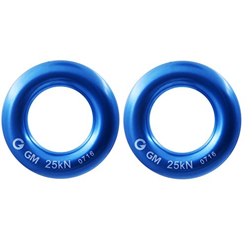 GM CLIMBING Small Aluminum Climbing Rappel Ring for Rock Climbing Arborist Rescue Slackline Hammock Blue Pack of 5