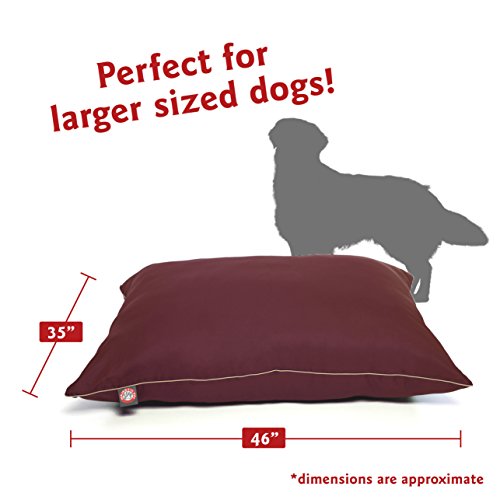 Image of Majestic Pet Rectangle Large Dog Bed Washable - Non Slip Comfy Pet Bed - Dog Crate Bed Super Value Pillow Dog Bed - Dog Kennel Bed for Sleeping - Dog Bed Large Breed 46 x 35 Inch - Solid Burgundy