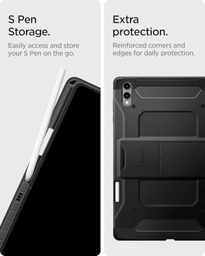 Image of Spigen Tough Armor Pro | Samsung Galaxy Tab S11 Ultra Case [S Pen Holder] [Kick Stand] 11 inch Protective Back Cover | TPU+PC - Black