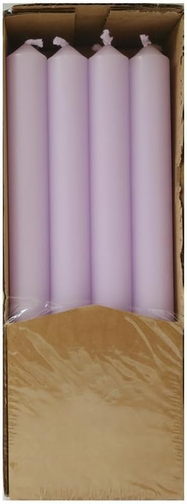 Cylindrical Candles Full Colour Diameter 1.8 cm Pack of 12 - Light Purple