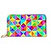 Produktbild JHGFG Mode Handtasche Reißverschluss Brieftasche Dreieck Buntes Muster Set Vektor Illustration Telefon Kupplung Geldbörse Abendkupplung Blockieren Leder Brieftasche Multi Ca.