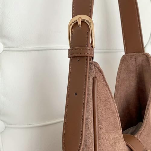 Bolso Retro de Gamuza para Mujer de Hombro, Café miniatura 6