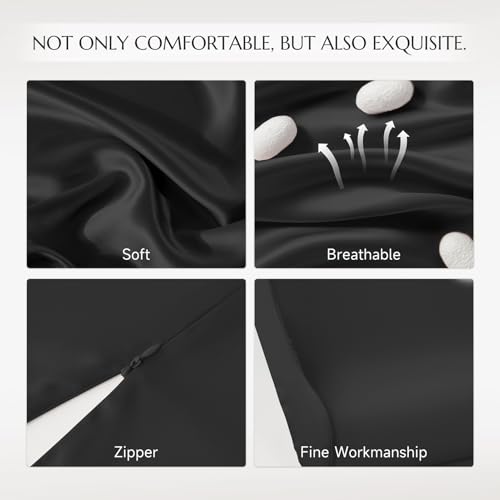THXSILK 19 Momme 100% Mulberry Silk Pillowcase for Contour Memory Foam Pillow, Contour Pillow Case Cover, Cervical Pillow Case, Pack of 1(Black, 24"x14"x4.7"/3.9") by THXSILK - Image 6