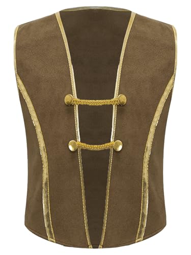 Boys Medieval Renaissance Pirate Vest Victorian Steampunk Viking Waistcoat Kids Halloween Fancy Dress