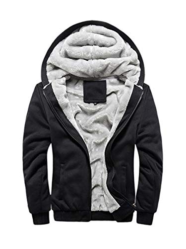 FOURSTEEDS Damen Kapuzenpullover mit dickem Wollfutter, warme Winterjacke - Schwarz - X-Groß Cover