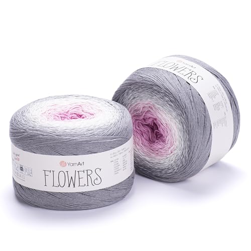 Image of Yarn Art YarnArt Flowers Yarn 55% Cotton 45% Acrylic 250gr 1094yds Multicolor Cotton Yarn Rainbow Crochet Yarn Spring Summer - 1 Fine Sport Skein (293)