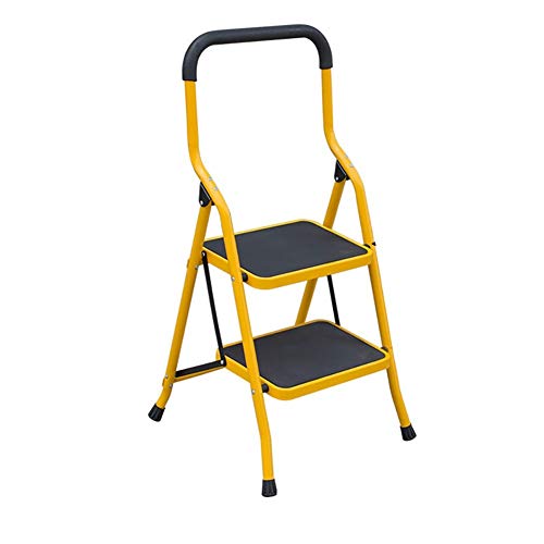 Tabouret escabeau pliable 2 marches compact et portable couleur jaune