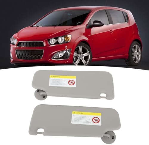 Sun Visor, 1 Pair Sun Visor Left Right Sun Visor with Mirror Replacement for Chevy Aveo 2012 to 2020 Grey