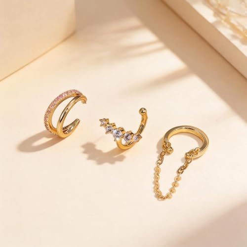 Image of Ear Cuffs Non Piercing Chunky Ear Cuff Earrings for Women Non Tarnish Clip on Cartilage Earrings Trendy Jewelry No Pierced Ears Fake Earring Set Fashion Accessories Jewelry Birthday Gifts