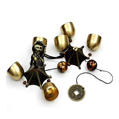 ZXMJYHK Carillons éoliens Pendentif Porte décoration en Alliage de Bell Feng Shui Pendentif Maison de Ville Lucky Cat Cat Argent Boutique Sonnette Métal Cuivre Wind Chime Cover