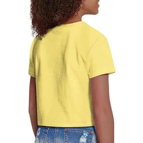 Image of Girls Summer Crop Top Outfits Short Sleeve T Shirts Kids Cute Clothes Tees Blouse